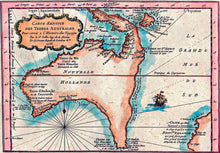 Carte Reduite Des Terres Australes, Bellin, Paris 1753 - hand coloured stretched canvas - ready to hang