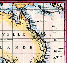 Nouvelle Hollande, Lapie, Paris 1811 - hand-coloured stretched canvas - ready to hang