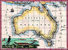 Nouvelle Hollande, Lapie, Paris 1811 - hand-coloured stretched canvas - ready to hang