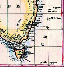 Nouvelle Hollande, Lapie, Paris 1811 - hand-coloured stretched canvas - ready to hang