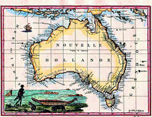 Nouvelle Hollande, Lapie, Paris 1811 - hand-coloured - framed print