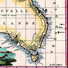 Nouvelle Hollande, Lapie, Paris 1811 - hand-coloured - framed print