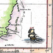 Van Diemens Land, Furneaux 1773, showing the track of the Adventure, Cook's Second Voyage - hand coloured framed print - ready to hang