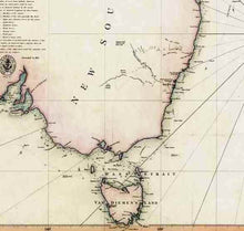 General Chart of Terra Australis or Australia, Flinders 1814 - hand coloured framed print - ready to hang