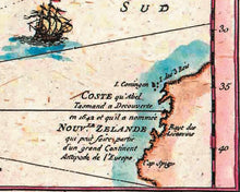 Carte Reduite Des Terres Australes, Bellin, Paris 1753 - hand coloured stretched canvas - ready to hang