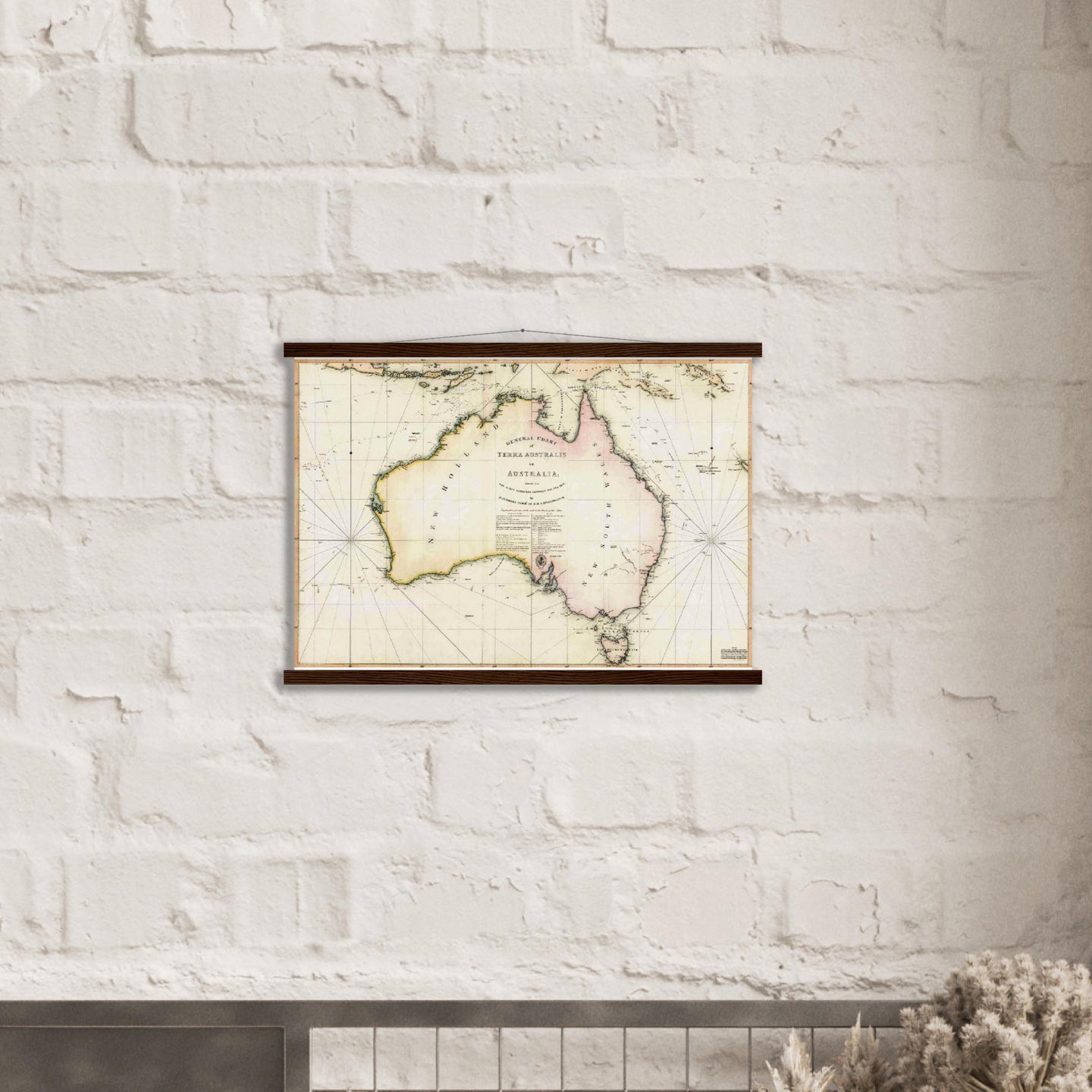 General Chart of Terra Australis or Australia, Flinders 1814 - hand coloured hanging print