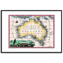 Nouvelle Hollande, Lapie, Paris 1811 - hand-coloured - framed print