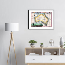 Nouvelle Hollande, Lapie, Paris 1811 - hand-coloured - framed print