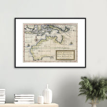 New Guinea, New Britain and New Holland, Moll, London 1720 - hand coloured framed print - ready to hang