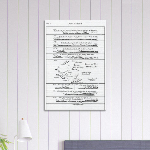 New Holland - Shark Bay from the Voyage of H.M.S. Roebuck 1699, Dampier - stretched canvas - ready to hang