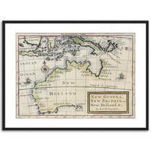 New Guinea, New Britain and New Holland, Moll, London 1720 - hand coloured framed print - ready to hang