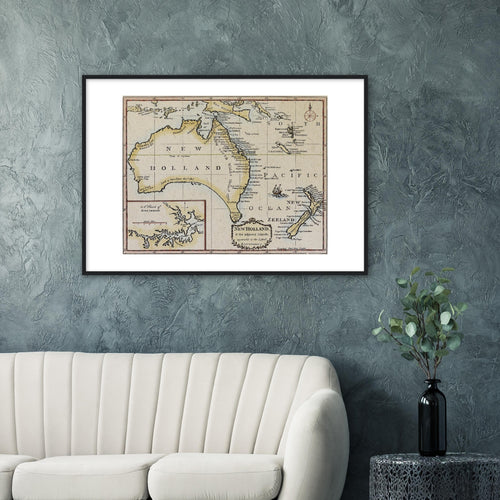 New Holland & the Adjacent Islands, Kincaid, London 1792 - hand coloured framed print - ready to hang