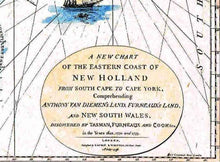 A New Chart of the Eastern Coast of New Holland, London, 1798 - stretched canvas - ready to hang
