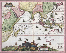 Nova Tabula India Orientals, Allardt, Amsterdam 1660 - hand coloured stretched canvas - ready to hang