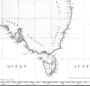 Novvelle Hollande, Freycinet, Voyage de Découvertes aux Terres Australes, Atlas Historique 1811, First Published Full Map of Australia - framed print - ready to hang