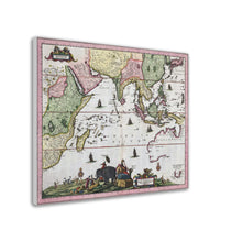 Nova Tabula India Orientals, Allardt, Amsterdam 1660 - hand coloured stretched canvas - ready to hang