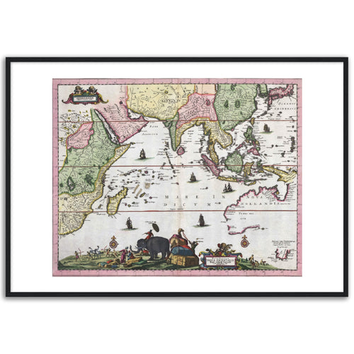 Nova Tabula India Orientals, Allardt, Amsterdam 1660 - hand-coloured framed print - ready to hang