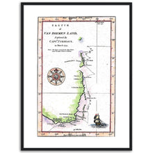Van Diemens Land, Furneaux 1773, showing the track of the Adventure, Cook's Second Voyage - hand coloured framed print - ready to hang