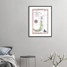 Van Diemens Land, Furneaux 1773, showing the track of the Adventure, Cook's Second Voyage - hand coloured framed print - ready to hang