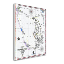 Van Diemens Land, Evans 1821 - hand coloured stretched canvas - ready to hang