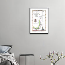 Van Diemens Land, Furneaux 1773, showing the track of the Adventure, Cook's Second Voyage - hand coloured framed print - ready to hang