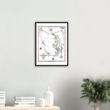 Van Diemens Land, Evans 1821 -hand coloured framed print - ready to hang