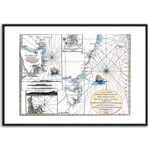 A New Chart of the Eastern Coast of New Holland, London, 1798 - hand coloured framed print  - ready to hang