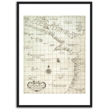 Terra Incognita , Torres Strait - hand coloured framed print - ready to hang