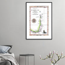 Van Diemens Land, Furneaux 1773, showing the track of the Adventure, Cook's Second Voyage - hand coloured framed print - ready to hang